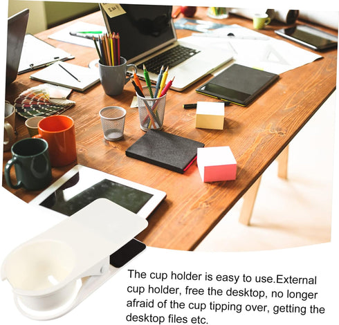 Large Thick Cup Holder Clip for Desk Adjustable Table Side Beverage Holder Clip Sturdy Plastic Drink Organizer