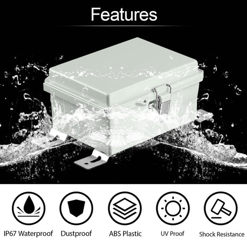 LeMotech Electrical Box, IP67 Waterproof Hinged Cover Junction Box, ABS Plastic with Mounting Plate