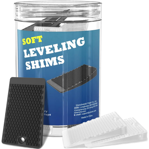 Furniture Levelers Black & Clear, 32 Piece Jar, Rubber Shims for Leveling Table, Toilet, Refrigerator