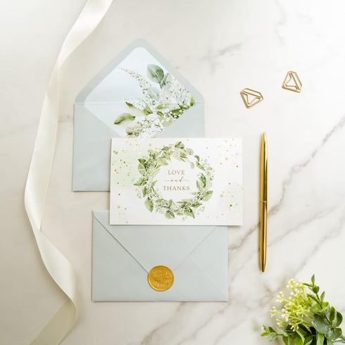 4x6 20-Pack) Gooji Greenery Thank You Cards with Envelopes (Bulk Bridal Shower Thank You Cards with Envelopes |