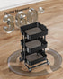 Pipishell 3 Tier Metal Rolling Utility Cart, Heavy-Duty Storage with 2 Lockable Wheels, Black