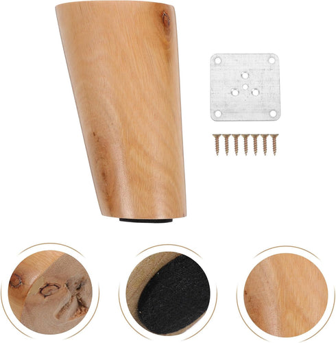 Ipetboom 4pcs 10cm Solid Wood Furniture Legs Replacement Cabinet and Sofa Legs Feet, Tapered Wooden Table and Coffee