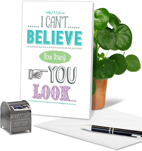 NobleWorks Funny Happy Birthday Card with Envelope, Congrats Greeting Card, Birthday Fun