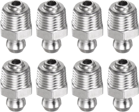 8pcs 201 Stainless Steel Straight Grease Fitting, PT1/8"-28 SAE Thread Hydraulic Grease Nipple Accessories for Car