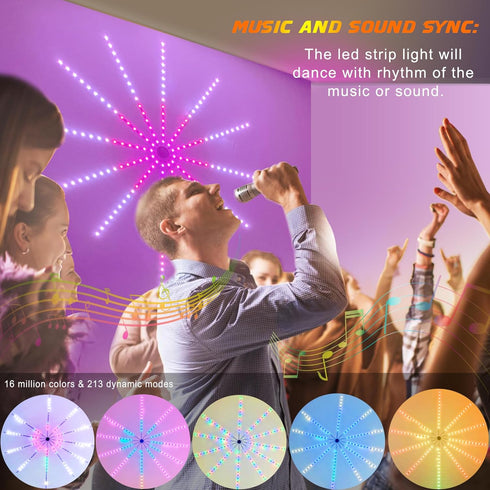 FanGera 11pcs Smart Firework LED Lights Indoor, Music Sync LED Firework Lights with Firework Launch Effect, App