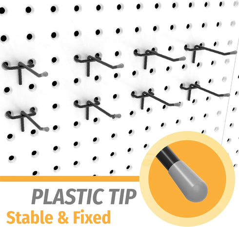 Black Pegboard Hooks, 2 Inch, 50PC, Fit 1/8" or 1/4" Pegboard, Hanging Tool Hooks