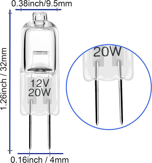 Diximus G4 Low Voltage Halogen Bulbs: 20W Bi-Pin Light Bulbs for Landscape Lighting, 10 Pack