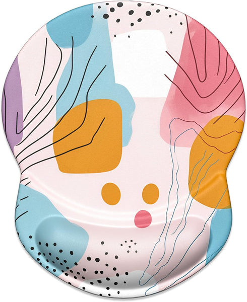 ITNRSIIET Ergonomic Mouse Pad with Gel Wrist Support, Small Wrist Rest, Non-Slip PU Base, 8.7 x 7.2 inches, Art Style