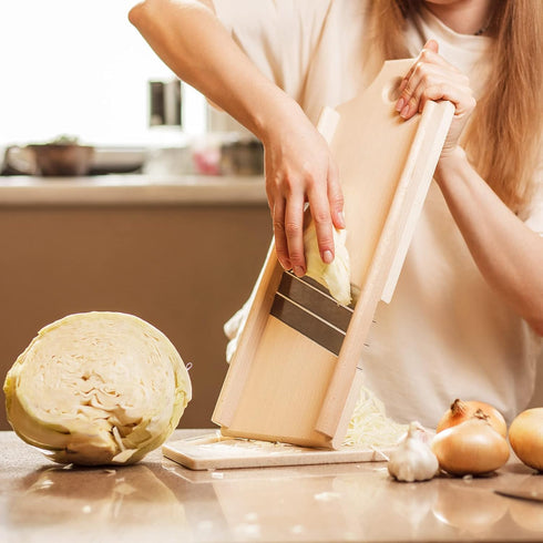 Wooden Cabbage Shredder for Coleslaw (17.7x7 in) - Cabbage Grater for Sauerkraut and Slaw Slicer