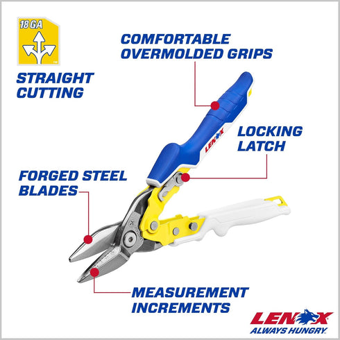 LENOX TOOLS Pliers, Straight Aviation Snips with Durable Grip (LXHT14340)