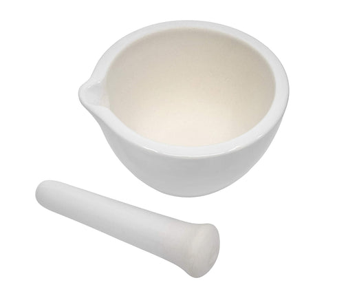 Set, 9oz (275ml) EISCO Porcelain Mortar & Pestle - Unglazed Grinding Surface - Excellent for Kitchen or Laboratory