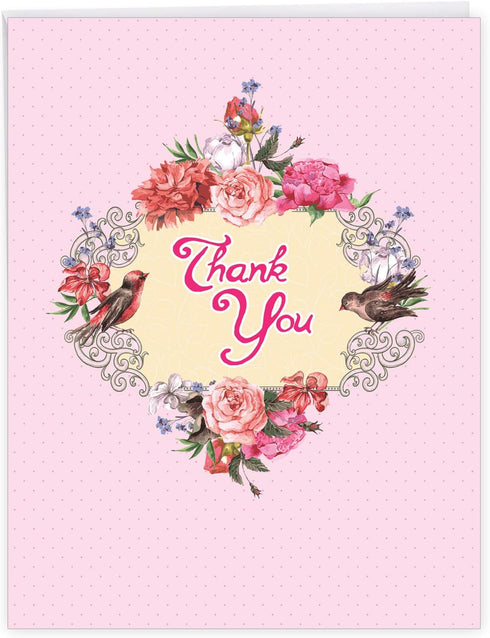 The Best Card Company Beautiful Thank You Card (8.5 x 11 Inch), Floral Gratitude Stationery with Envelope