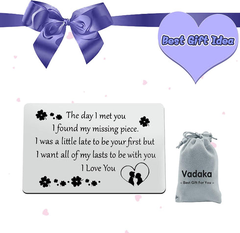 Vadaka to My Man Gift, Metal Wallet Insert Card, Anniversary Card for Boyfriend, Husband