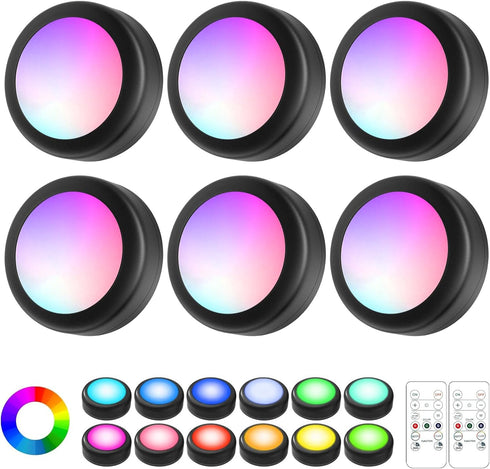 Lilampts LED Puck Lights with Remote Control, Wireless Under Cabinet Lighting,Color Changing Lights