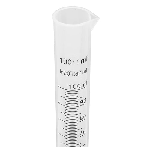 Brewing America 100ml Plastic Graduated Cylinder Beaker - 100ml Science Measuring Test Tube Flask with Pour Spout