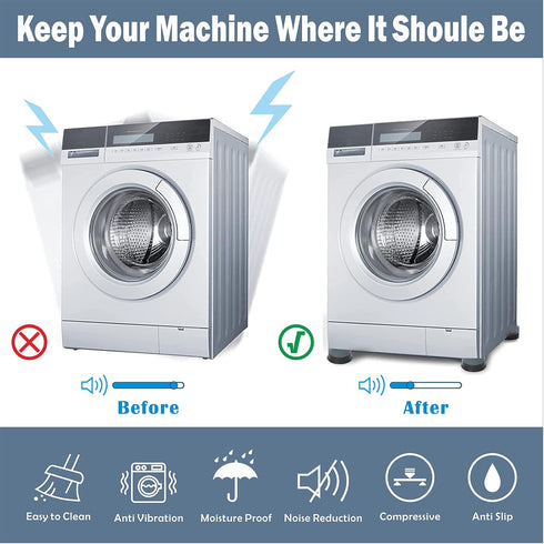 Anti Vibration Pads, 4pcs Non-Slip Washing Machine Base Foot Pads for Shock and Noise Cancelling Support