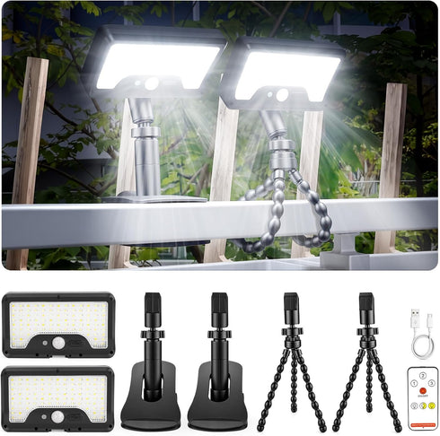 OrbitShell 2 Pack Clip On Solar Lights Outdoor with Octopus Tripod, 3 Color