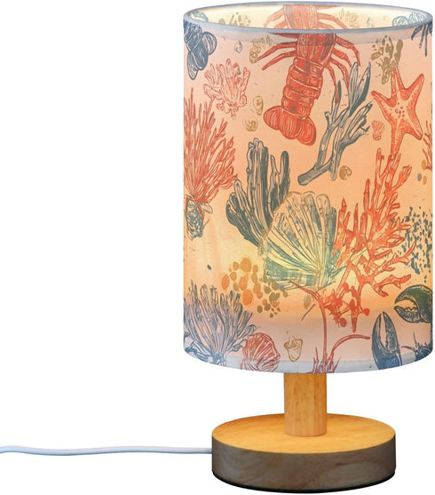 ALAZA Coastal Ocean Shellfish Coral Bedside Table Lamp for Bedroom Living Room Nightstand LED Light Lamps,Bedside Lamps