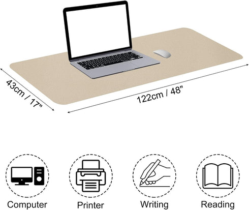 48x17 Patikil Desk Mat, Pu Leather, Waterproof Non-Slip, Dual Sided for Office/Home, Khaki