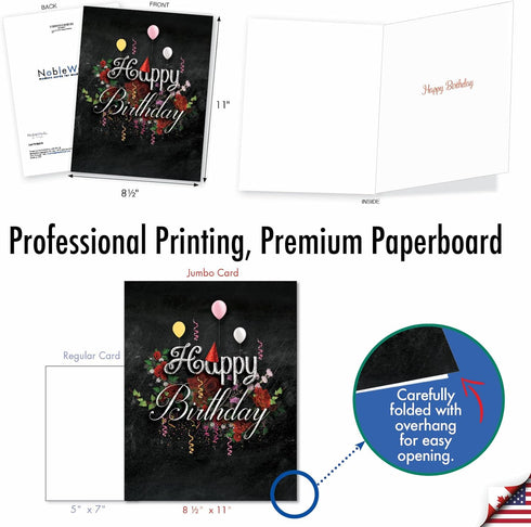 The Best Card Company Large Birthday Card with Envelope (8.5 x 11 Inch) - Fun Wordy Celebration Card J6479CBDG