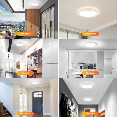 2 Pack 2700K/4000K/6500K 7 Inch 15W Closet Non-Dimmable Brightever Motion Sensor Ceiling Light Wired, Small LED Flush