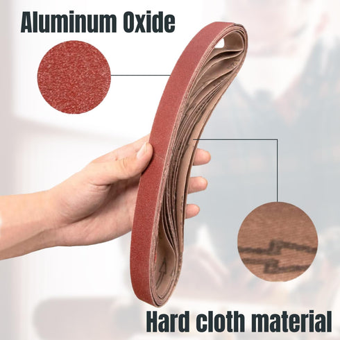 POWERTEC 414204A 1 x 42 Inch Sanding Belts, 40 Grit Aluminum Oxide for Belt Sander, 10PK