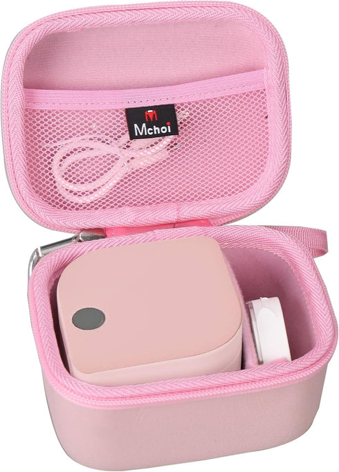 Mchoi Hard Case for Phomemo P12/P12 Pro Label Maker & Tapes, Waterproof Shockproof Protective Case (Pink)
