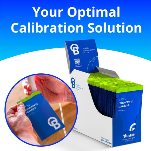 Bluelab EC 2.77 Conductivity Calibration Solution - 30 Sachet Box, Easy Calibration for pH Pens & Meters