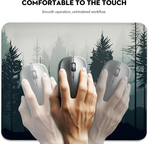 Monochromatic Forest Landscape Digital Art Mouse Pad - Serene Pine Tree Design for Computers Laptop