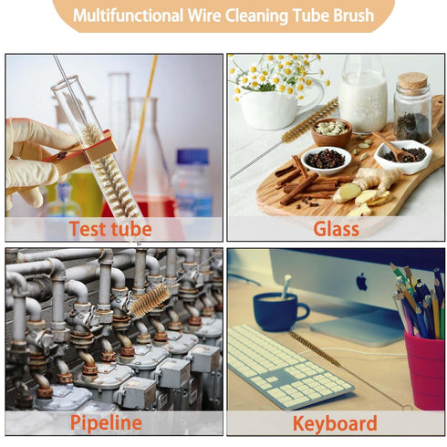 7Pcs Wire Tube Brushes, Brass Bottle Brush, Long Cleaning Brushes for Tubes, Bottles, Glass, and Straws