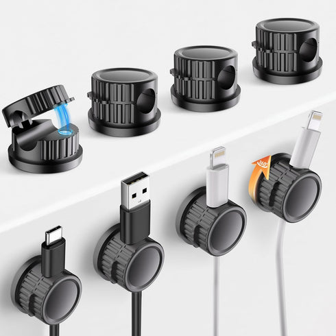 bljcky 8 Pack Magnetic Cord Organizer, 360 Rotatable Cord Clip Holder, Strong Adhesive,