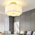 13.3"Semi 3-Light Flush Mount Ceiling Light Fixture, Modern Close to Ceiling Light With Fabric Flower-Shaped Shade
