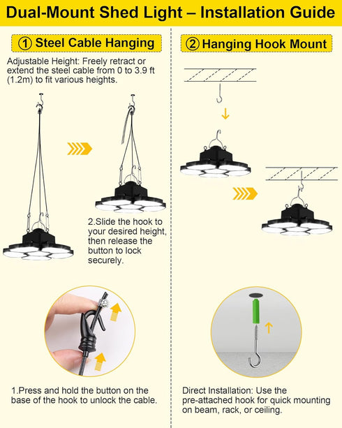 T-SUN 20V Repairs(1 Pack) Battery Operated Shed Lights, LED Work Light Compatible with Dewalt Battery Hanging Lights