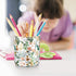 WAVEYU Large Capacity White Flower Ceramic Pen Holder for Desk, Makeup Brush, Marker, and Pencil Storage Organizer
