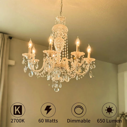 12-Pack Bulbs 60W 2700K, 650 Bulb CA10 E12 Dimmable COLWATT Candelabra Light Warm White Lumen Candle Chandelier