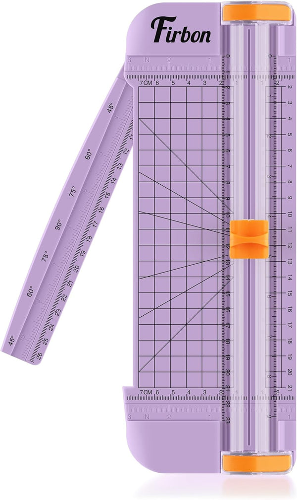 Firbon Purple A5 Paper Cutter, Small Straight Paper Trimmer with Side Ruler for Scrapbooking, Craft, Paper, Coupon,