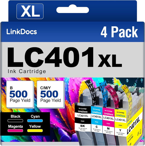LC401xl Ink Cartridges for Brother Printer Replacement for LC401 LC401XL, Compatible with MFC-J1010DW MFC-J1170DW