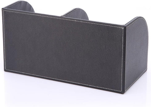 KINGFOM Pu Leather Desk Organizer Caddy Storage Box for Office Supplies, 6 Compartments with Drawer, Black (Full Pu