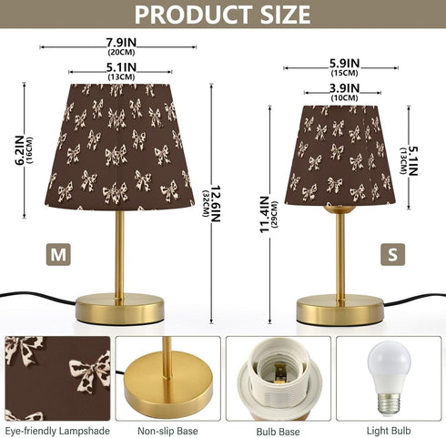 Kcldeci Bedside Table Lamp for Bedroom, Cow Print Ribbon Bows Farmhouse Desk Lamps for Nightstand with Fabric Shade