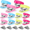 Ctosree Mini Stapler Bulk, 12 Pieces with 12 Boxes Staples, Built-in Staple Remover, Desk Tool (Blue, Green, Pink, Rose)