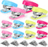 Ctosree Mini Stapler Bulk, 12 Pieces with 12 Boxes Staples, Built-in Staple Remover, Desk Tool (Blue, Green, Pink, Rose)