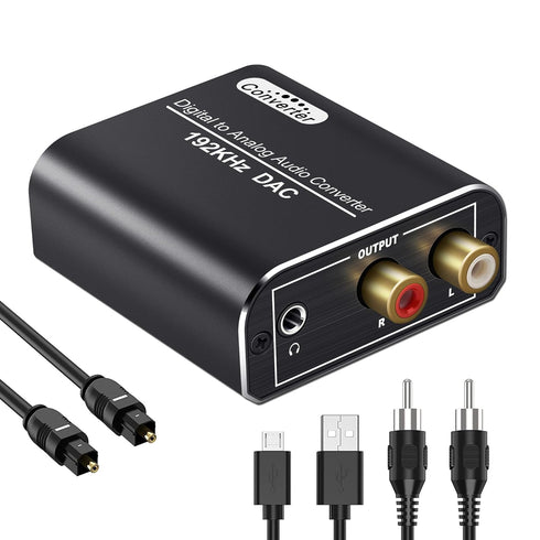 Digital to Analog Audio Converter, 192kHz DAC Digital Coaxial and Optical Toslink