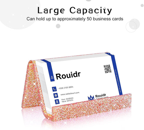 Rouidr Business Card Holder for Desk, Acrylic Display Stand, 3 Pack Name Card Organizer for Office Desktop, School,