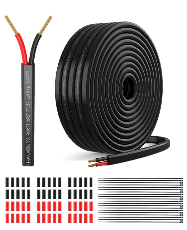 FIYQVXK 16 Gauge Wire 2 Conductor Electrical Wire, 16AWG Low Voltage Tinned Copper