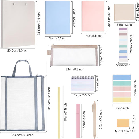 Colarr 54 Pieces Aesthetic School Supplies Set, Back to School Essentials Kit for High School and College (Morandi)