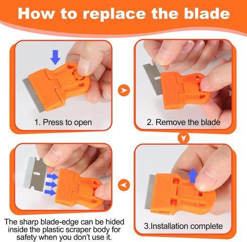 WEGAZ -4 20 Pcs Mini Plastic Razor Blade Scraper Tool-Suitable for Cleaning Windows and Glass Stoves-Equipped