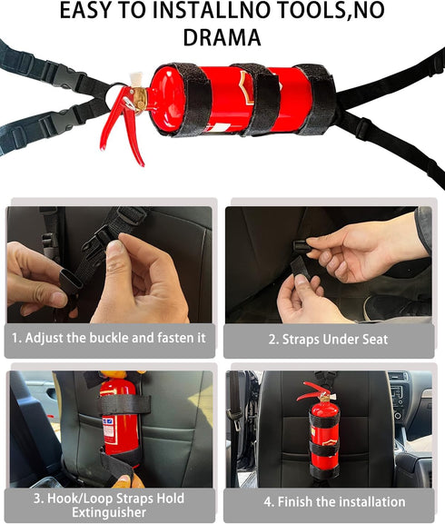 Generic 1 Pack 2.5-3.3lb Fire Extinguisher Car MountCar Seat Adjustable Fire Extinguisher Mount for Car Mount Strap