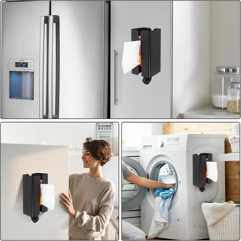 Magnetic Glove & Tissue Dispenser Holder - Adjustable Size Holds Boxes of Gloves, Towels, Wipes, Tissues - Mount onto a
