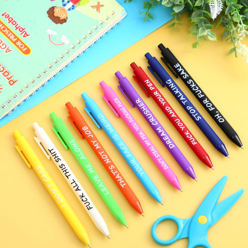 Crtiin 10 Pcs Funny Pens for Adults, Novelty Quotes Ballpoint Pens Bulk, Black Ink for Office Gifts