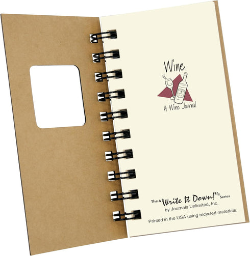 Write it Down series by Journals Unlimited, Mini-Size 3”x5”, Guided Wine Journal, Kraft Hard Cover, Made in USA